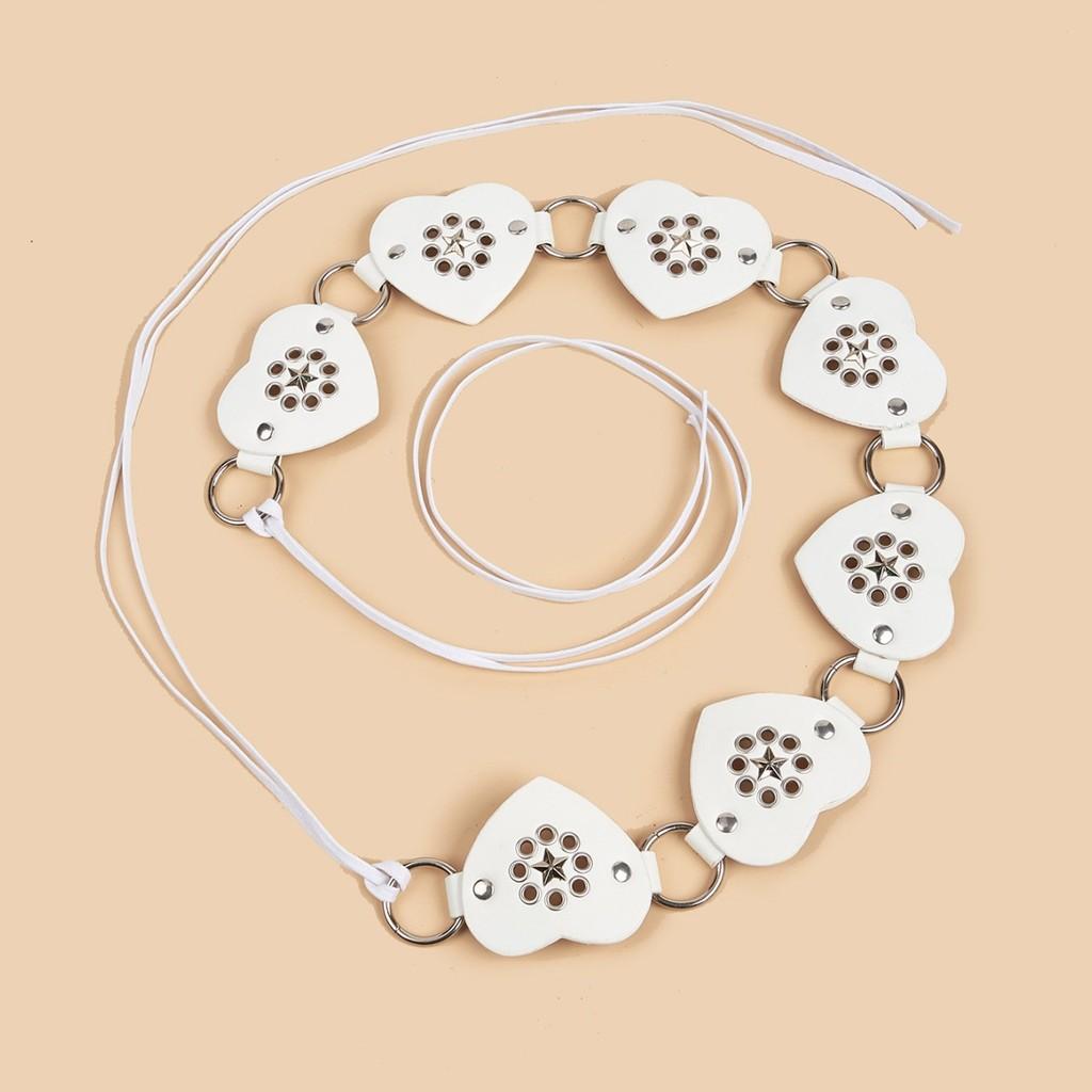 

Millennium Spice Girls Retro Circle Rivet Belt With Chain Design For Fashion Enthusiasts білий
