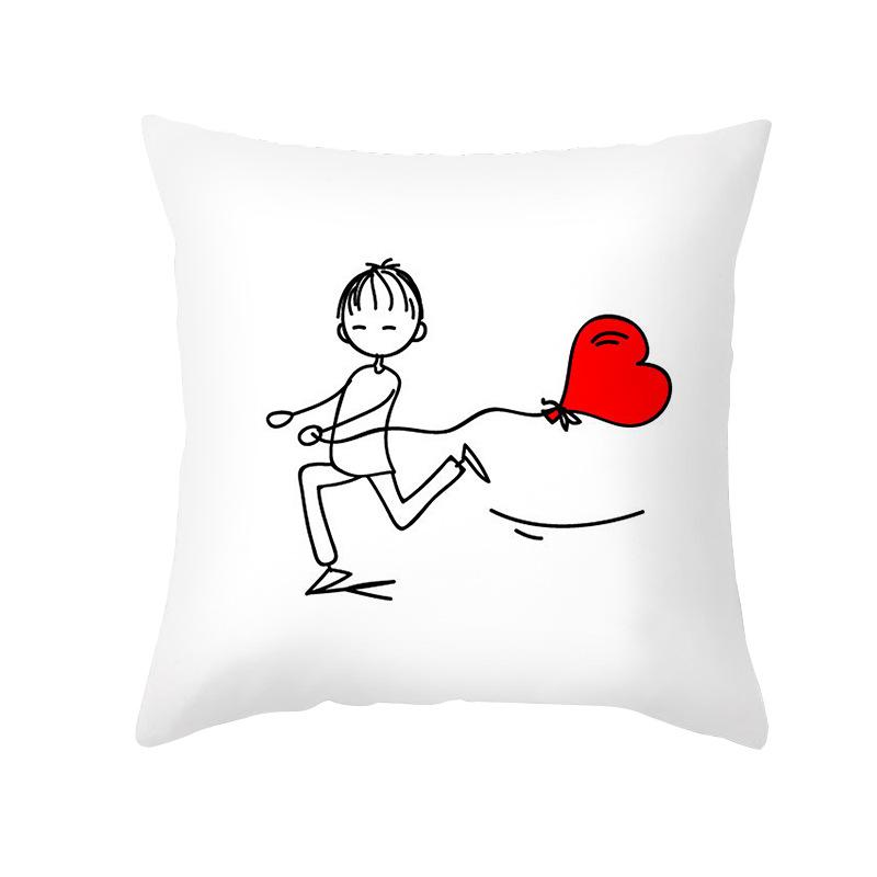 Valentine's Day Pillow Cover Couple Love Cushion Cover Peach Skin Fur Home Bedroom Sofa Cushion Cover