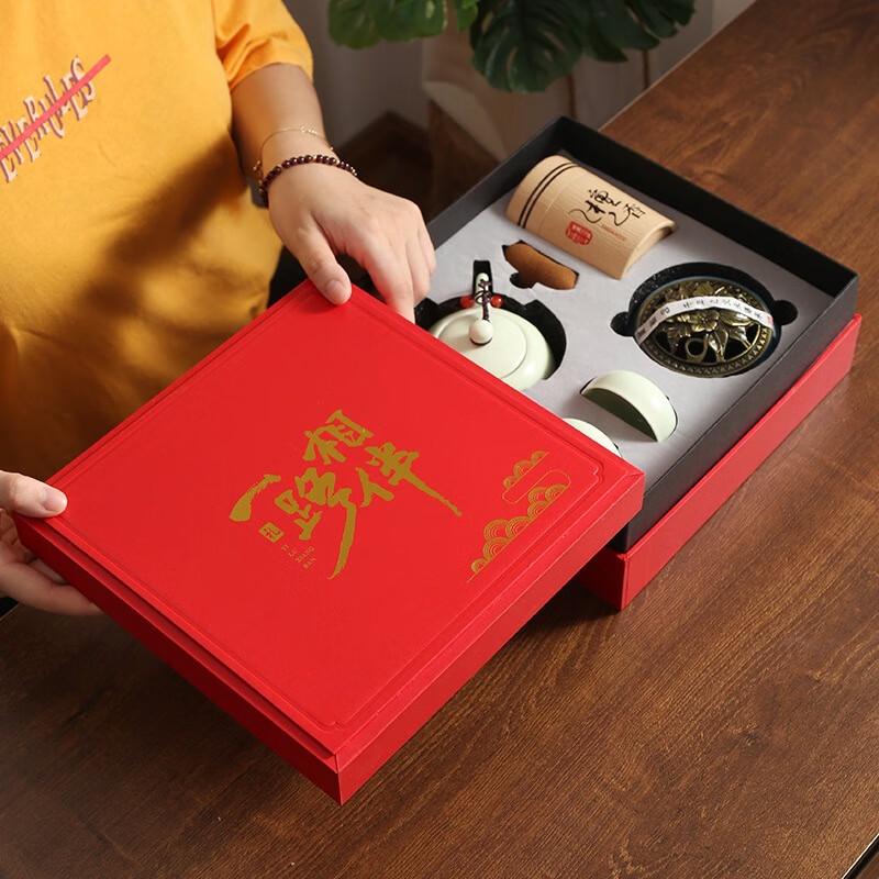 Lilang Ceramic Matte Ice Crack Tea Set with Incense Burner