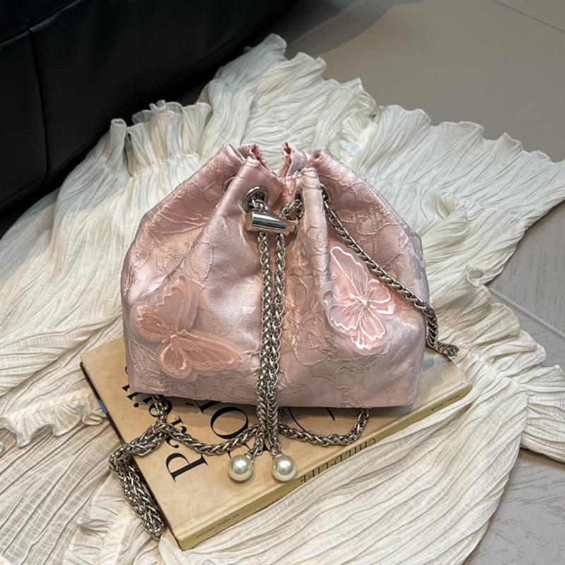 

В этом году популярная маленькая женская сумка 2025 года, новая тканевая сумка-ведро, универсальная цепочка, сумка-мессенджер розовый