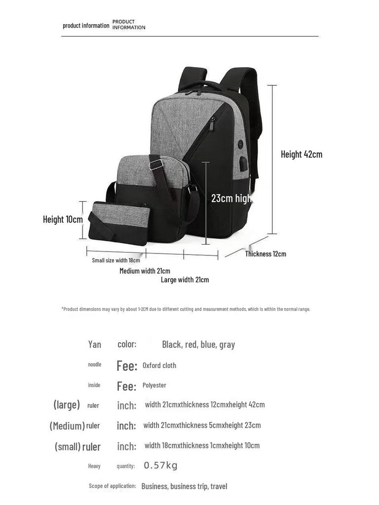 Business Large Capacity Multi-Purpose Oxford Cloth Backpack Set