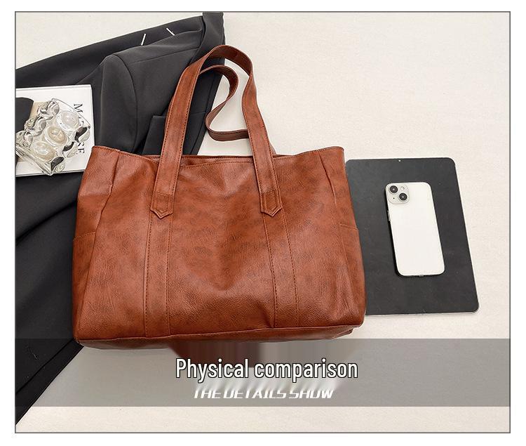 Large Women's Versatile Korean Style Tote Shoulder Handbag - Soft, Trendy & Spacious