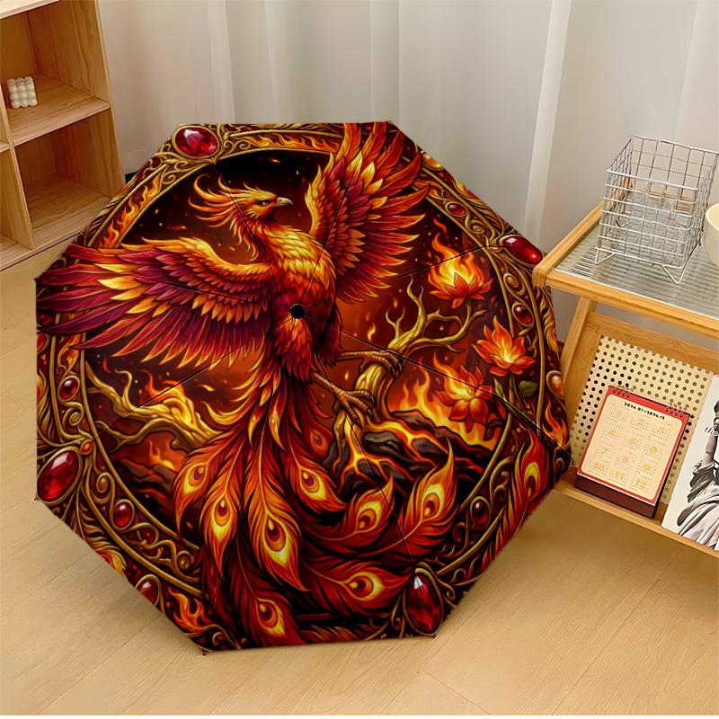

Phoenix with Celestial Symbols Printed umbrella windproof folding umbrella portable sun and rain umbrella suitable for gifting