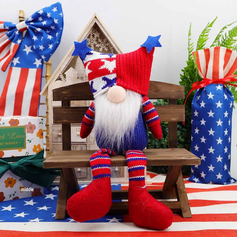 Independence Day Faceless Plush Doll with Star Hat and Long Legs