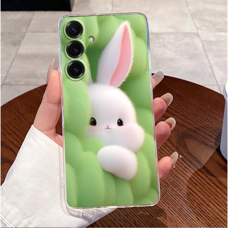 For Samsung S25 FE Case Cover Luxury Cute Rabbit Clear Soft TPU Coque Bumper For Samsung Galaxy S25FE S24 FE S25 FE Protect Case