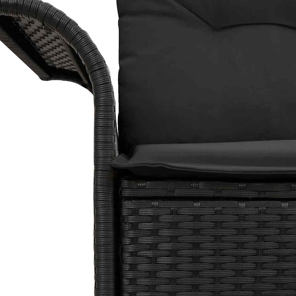 Garden Sofa with Cushions Black 141 x 62 x 69 cm Poly Rattan