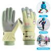 1 Pair Winter Ski Gloves with Fastener Tape Water-Resistant Windproof Fleece Lining Thermal Touchscreen Gloves for Kids