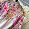 Spring Summer Fashion Vintage Flower Maxi Dress Women's Stand Collar Long Lantern Sleeve Single Breasted Floral Print Belt Slim Boho Dress