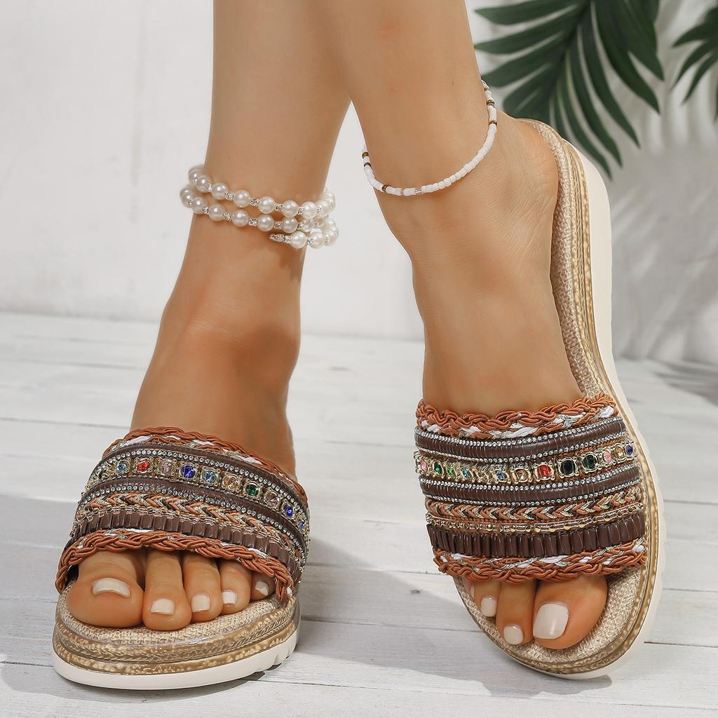 Wedge Slippers Women's Woven Thick-soled Women's Cool Slippers