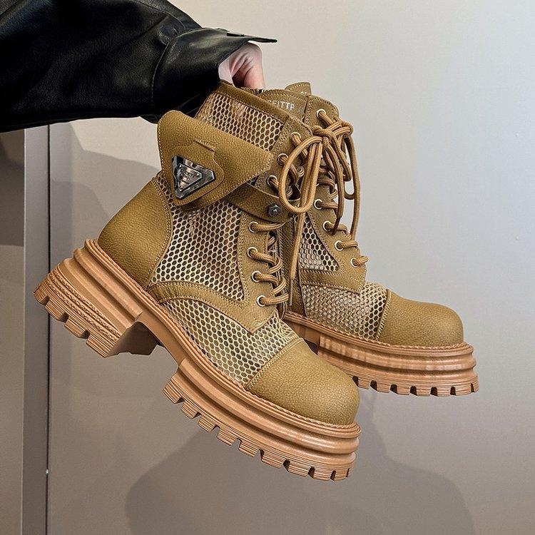

[youshilai] Thick-soled hollow Martin boots breathable mesh cool boots 2025 summer thin short boots mesh boots 40
