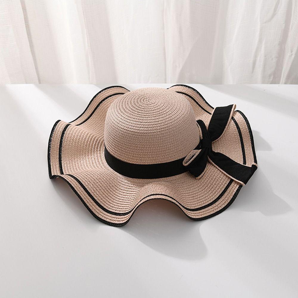 Large Sunscreen Bucket Hat Wide Brim Fisherman Hat Fashion Straw Weave Sun Hat Beach