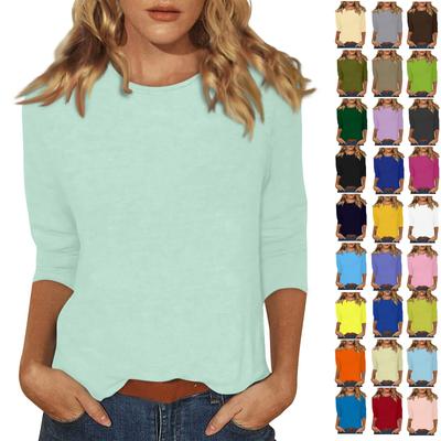 Women's Fashion Daily Versatile Casual O-Neck Three Quarter Sleeve Printed Top