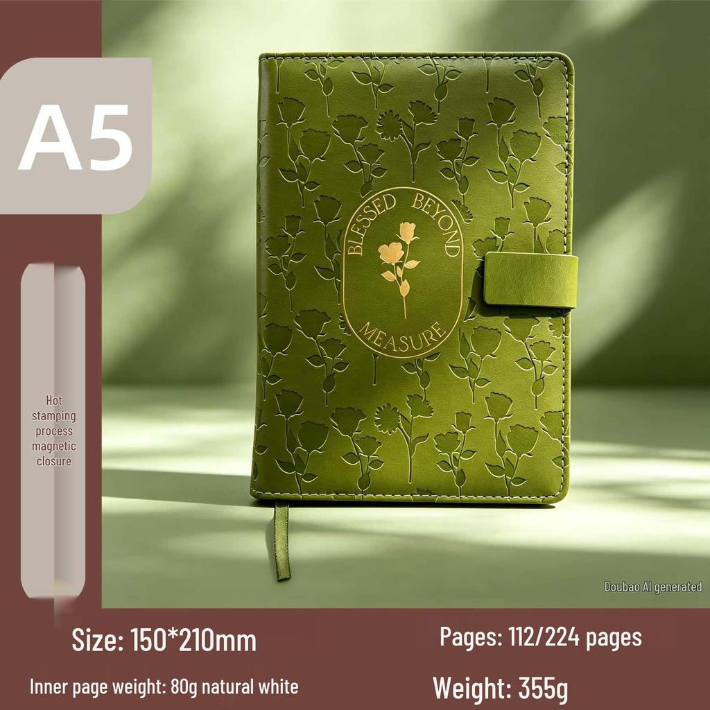 A5 Gilded PU Leather Embossed Dual-Use Business & Student Notebook