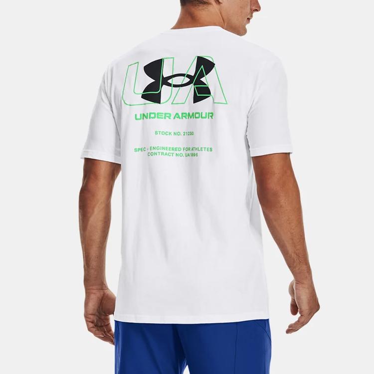 Under Armour Logo Print Crew Neck T-Shirt Men Tops White 1366443-100