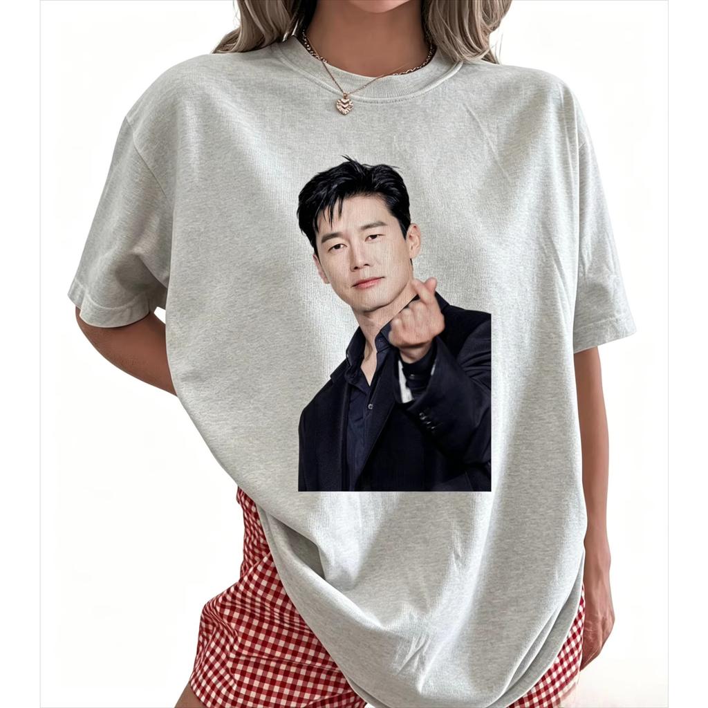 2026 Hot Sale Kim Moo Yeol K-drama Fans Gift T-shirt Korean Actor Aesthetic Finger Heart Print Cotton Casual T-shirt