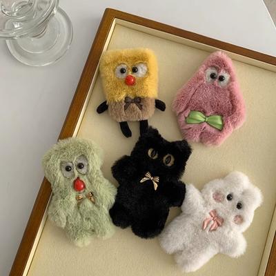 Cute Cartoon Plush Bb Clip Autumn and Winter SpongeBob SquarePants Hairpin Less Side Clip Sweet Clip Exquisite Hair Accessories Tide