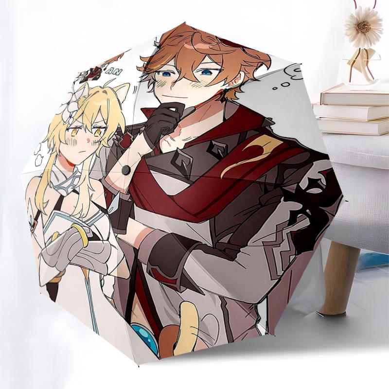1 Stück Outdoor-Schirm mit Anime-Charakteren | Automatisches Öffnen & Schließen | Tragbares 3-fach faltbares Design | 8-Speichen-Eisenrahmen | Perfektes Geschenk für Fans, Tra