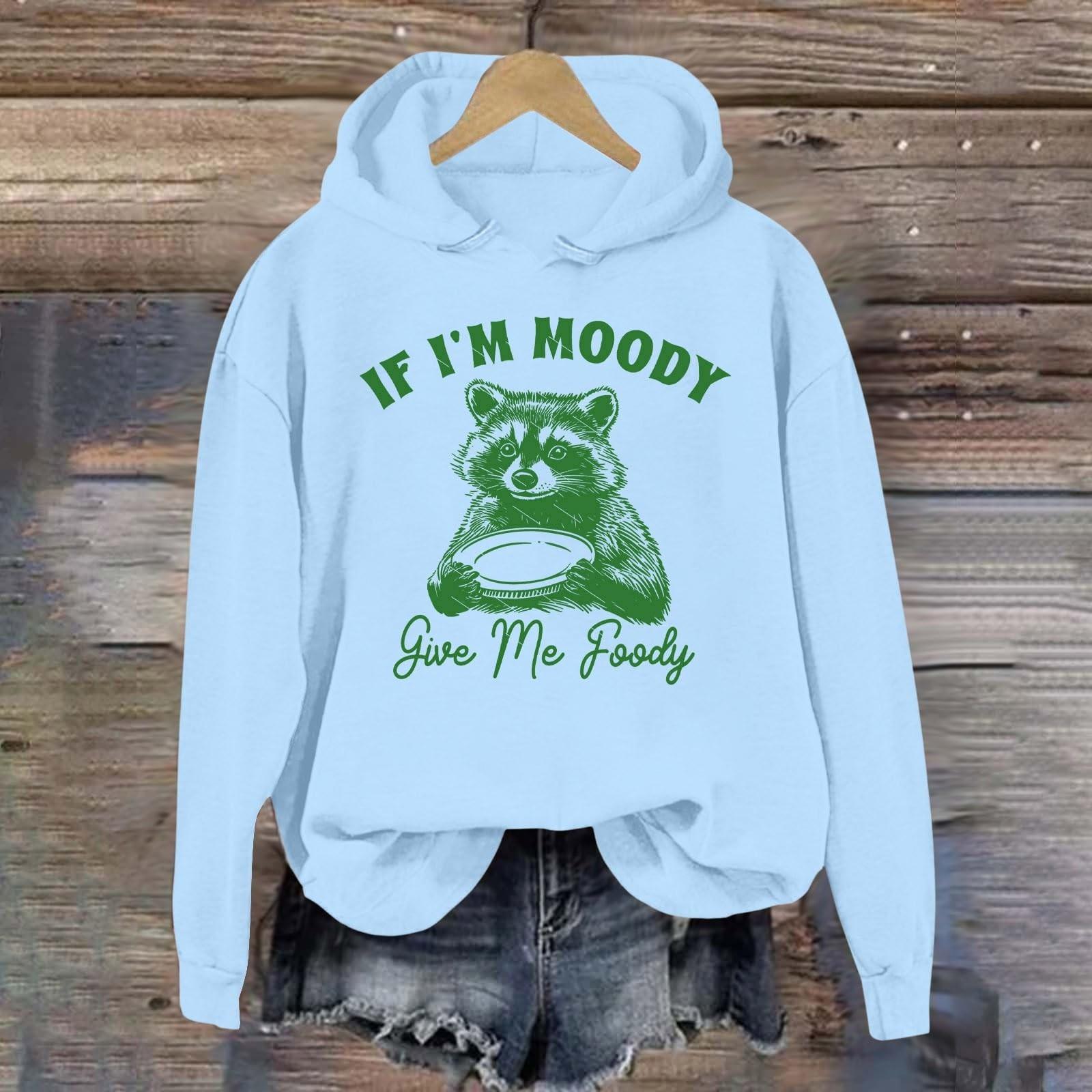 

Женская мода легкий длинный рукав пуловер толстовки с капюшоном с карманами графическая толстовка S