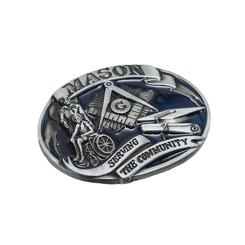 Retro Masonic Plate Buckle: American West-Inspired Fashion Belt