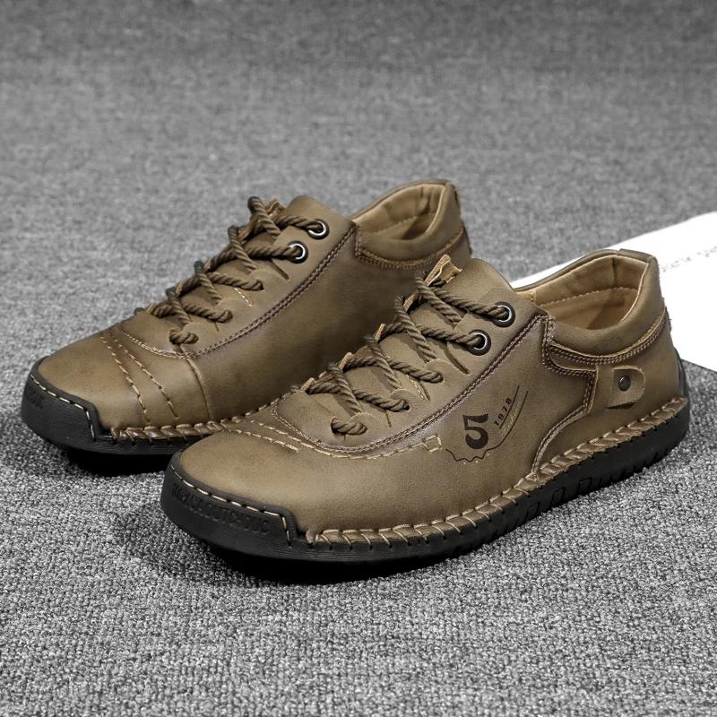 New Men Leather Casual Shoes Outdoor Comfortable High Quality Fashion Soft Homme Classic Ankle Non-slip Flats Moccasin Trend