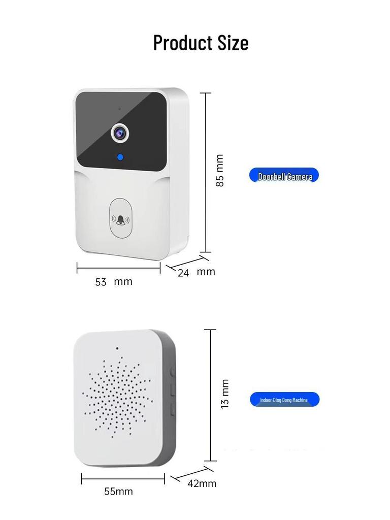 WiFi Wireless HD Smart Doorbell with Night Vision and Intercom Recording