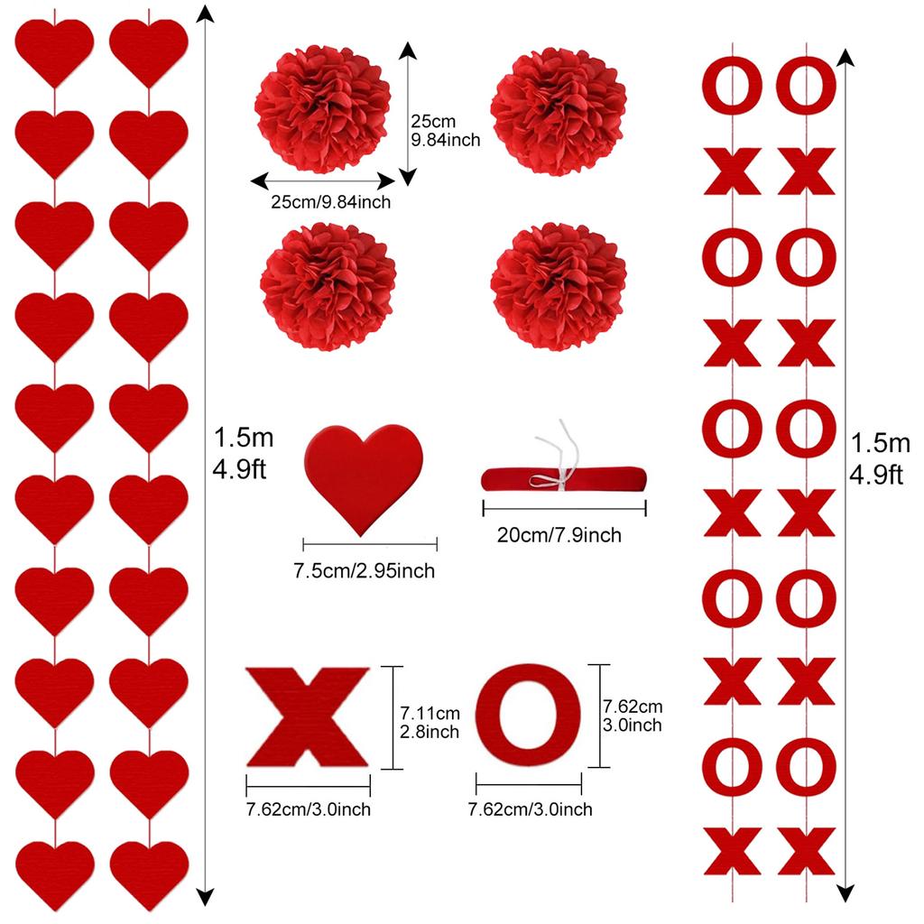 Valentines Accessories Festival Party Decoration Kits with Garlands and Banners Wedding Anniversary Celebration Props