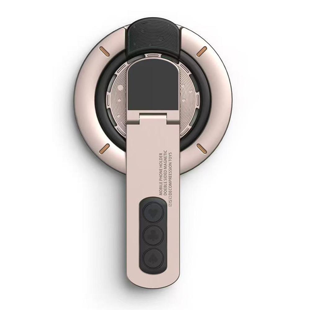 Dual Sided Magnetic Phone Kickstand 360 Degree Rotation Desktop Holder Stress Relief Zinc Alloy Phone Back Stand