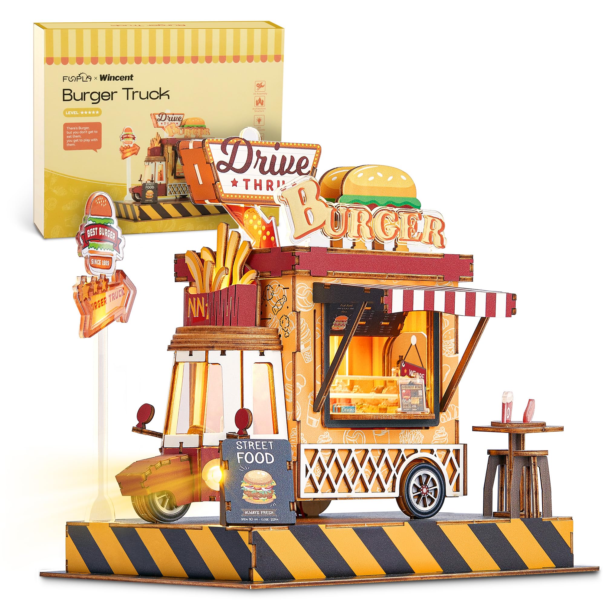 

FUNPOLA 3D Деревянный DIY Миниатюрный Набор для Сборки Поделок со Светодиодной Подсветкой Ручной Работы Домашняя Обучающая Игрушка для Детей и Инструкции Подарок 183 Детали Пазл, Пазл,