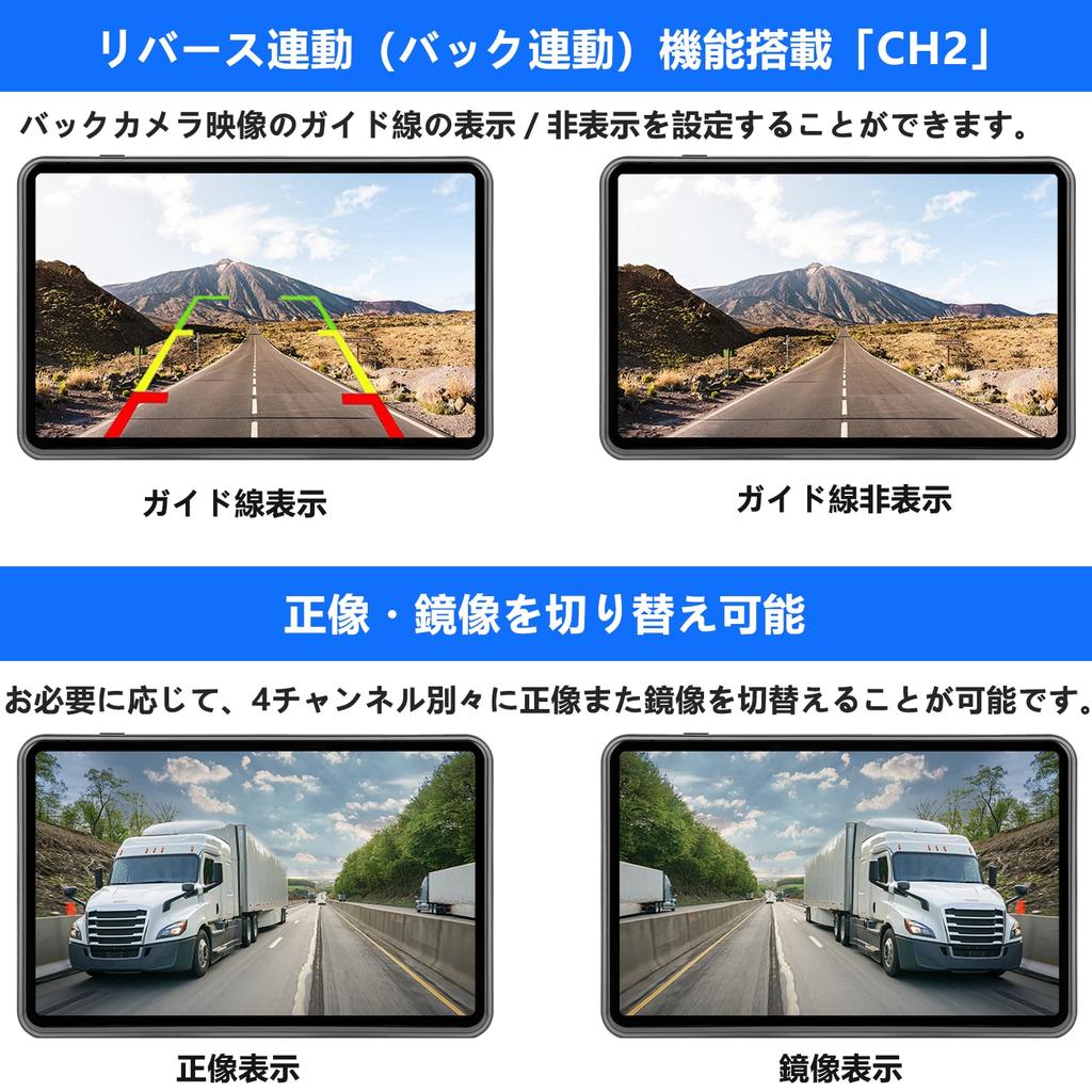 Hizenyo AHD Backup Camera Monitor 24V Backup Backup Monitor with IPS LCD Full Touch Includes 3 AHD Waterproof Truck Loop Auto Linkage Split Screen