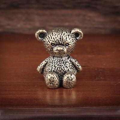 Estatua de Oso Kawaii de Latón Vintage Adorno Animal de Cobre Lindo Oso Figuras Miniaturas Escritorio Artesanía Decoración Regalo