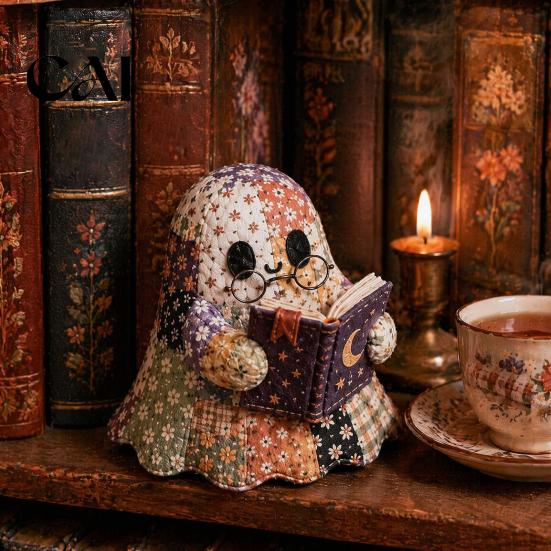 Halloween DIY Patchwork-Set Geister-Set, Niedliches Puppen-Nähset mit vorgeschnittenen Herbst-Bastelmaterialien für Erwachsene Stoffe, Feiertags-Handgemachtes Geschenk, Zuhause