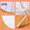 2Pcs White Paper Umbrella Chinese Style DIY Crafts Decorative Oil-paper Painting Umbrella Wooden Handle Oriental Parasol Party Favors