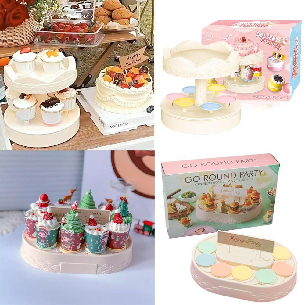 Carousel Cupcakes Holder Macarons Revolving Plates Creative Swing Tray  Birthday Party Decoration