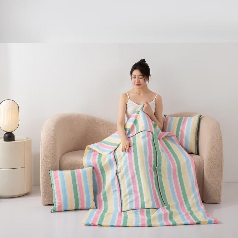 Muji Skin-Friendly Rainbow Cotton Pillow Blanket