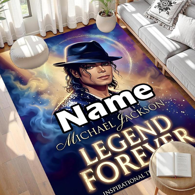 Custom Name Personalized Michael Jackson Print Carpet, Versatile Home Decor Rug, for Playroom, Apartment, Balcony, Entryway, Hallway Gift