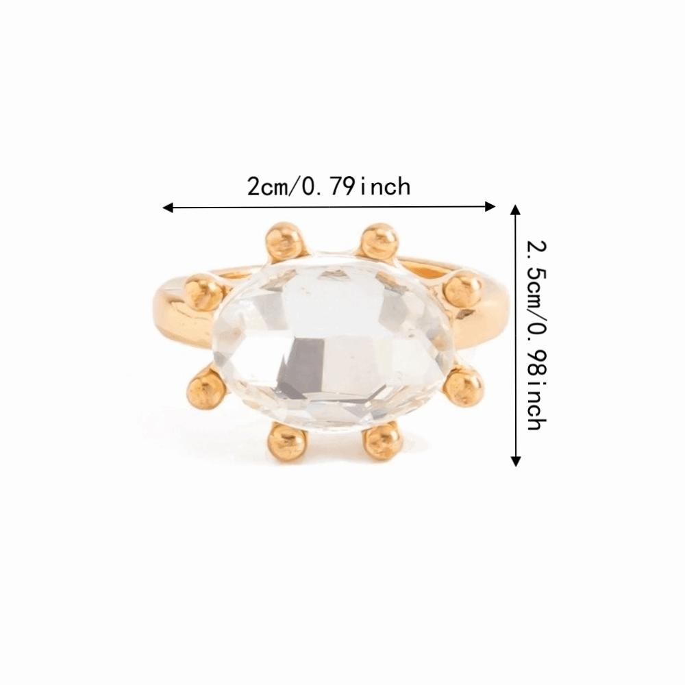 Shiny Candy Color Statement Ring Stackable Finger Ring Gift Oval Shape Rhinestone Ring Daily Wear