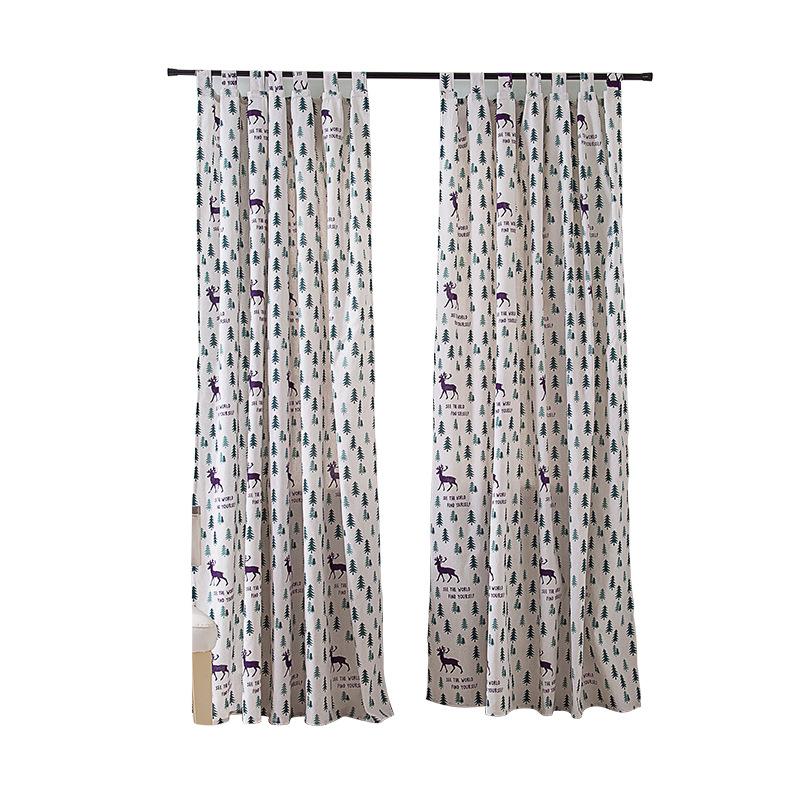 Nordic Style Curtains Printed Children'S Curtains American Country Curtains Linen Cotton Finished Curtains
