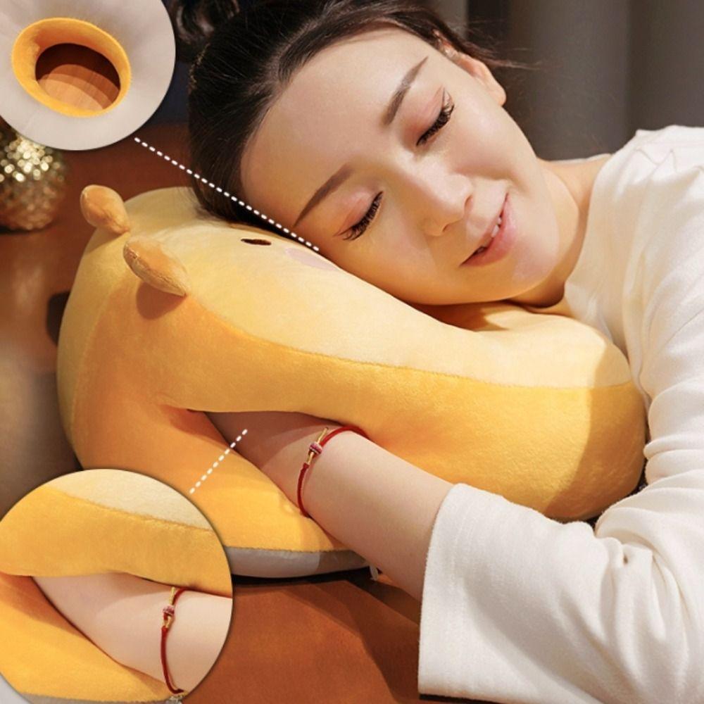 Plush&Ice Silk Capybara Office Nap Pillow Super Soft Capybara Neck Pillow School
