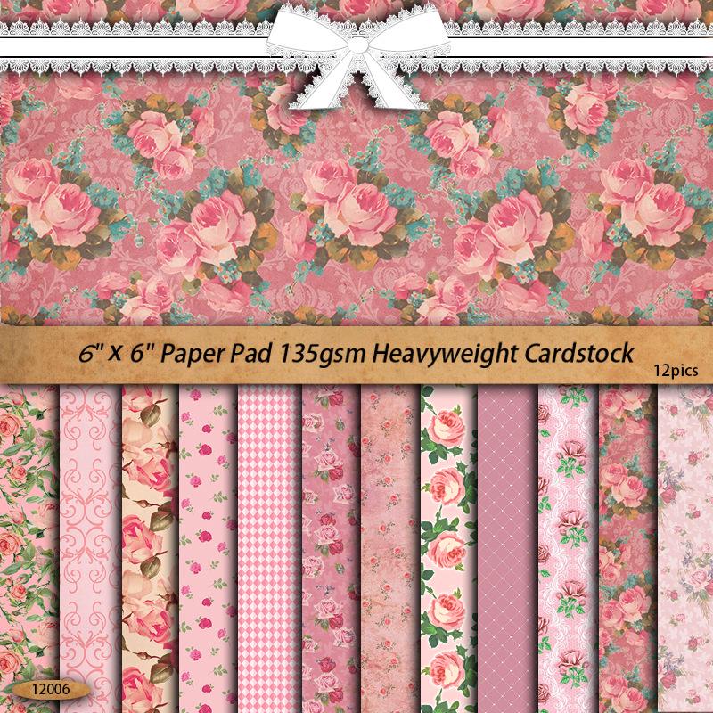 Pink Series Floral Journal Decor Stickers: 12 Sheets of Foldable, Double-Sided Patterned Paper