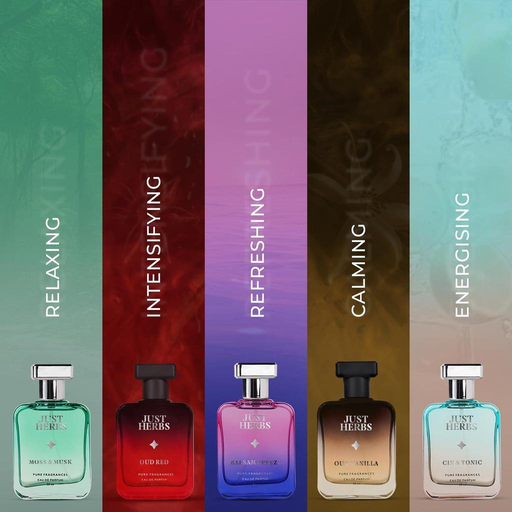 Just Herbs Relaxing Moss & Musk EDP Parfém pro muže 50ml, Dlouhotrvající až 8 hodin Čistá vůně Eau Da Parfum Pánský tělový sprej