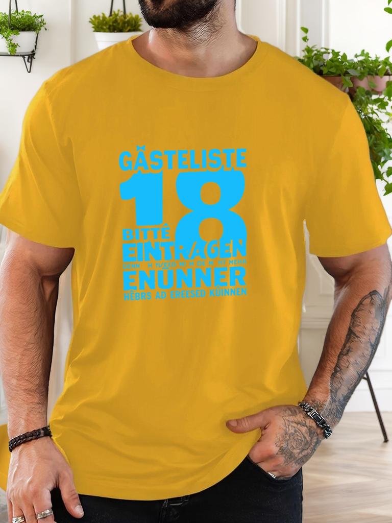 Mens GÄSTELISTE 18 Pattern Cotton Printed TShirt Summer Casual Oversized Round Neck Short Sleeve Comfortable Daily Wear Tee