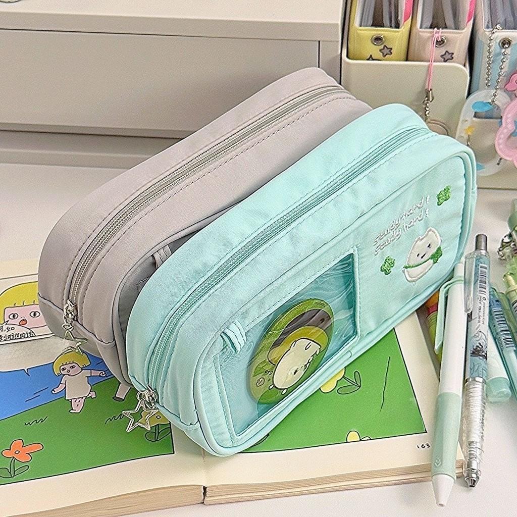 Canvas Cat Pen Case With Clear Window For Students And Office Supplies
