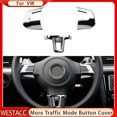 ABS Chrome Car Steering Wheel Cover Decoration Sticker Trim for Volkswagen VW GOLF 6 MK6 JETTA MK5 MK6 POLO Bora
