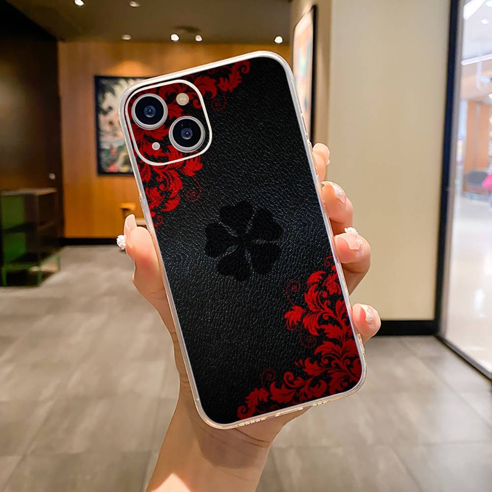 

C-Clover Asta B-Black Phone Case For iPhone17,16,15,14,13,12,11 ,Pro Max, Plus Soft Silicone Transparent Cover iPhone16E