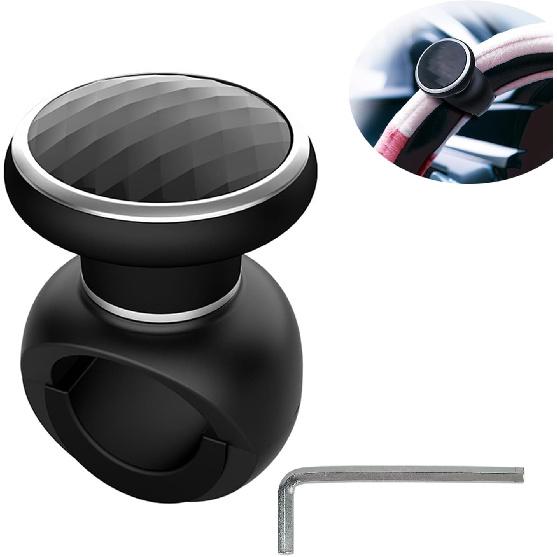 Steering Wheel Knob Spinner - Universal Non-Slip Fit, ABS & Premium Silicone Fin