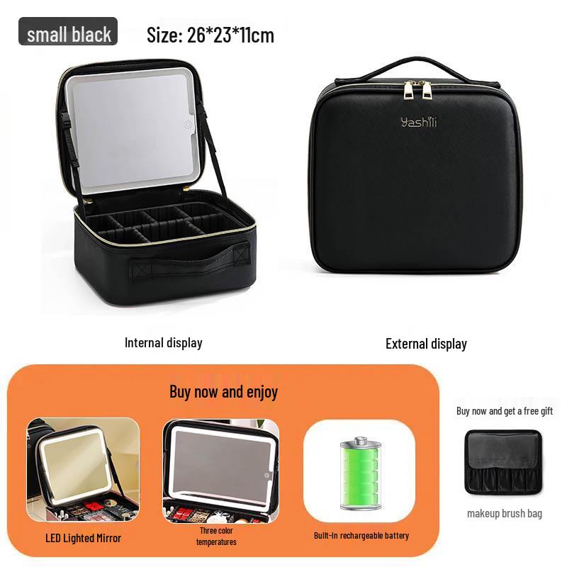 LED Mirror Makeup Bag: Spacious Handbag for Skincare & Cosmetics Storage
