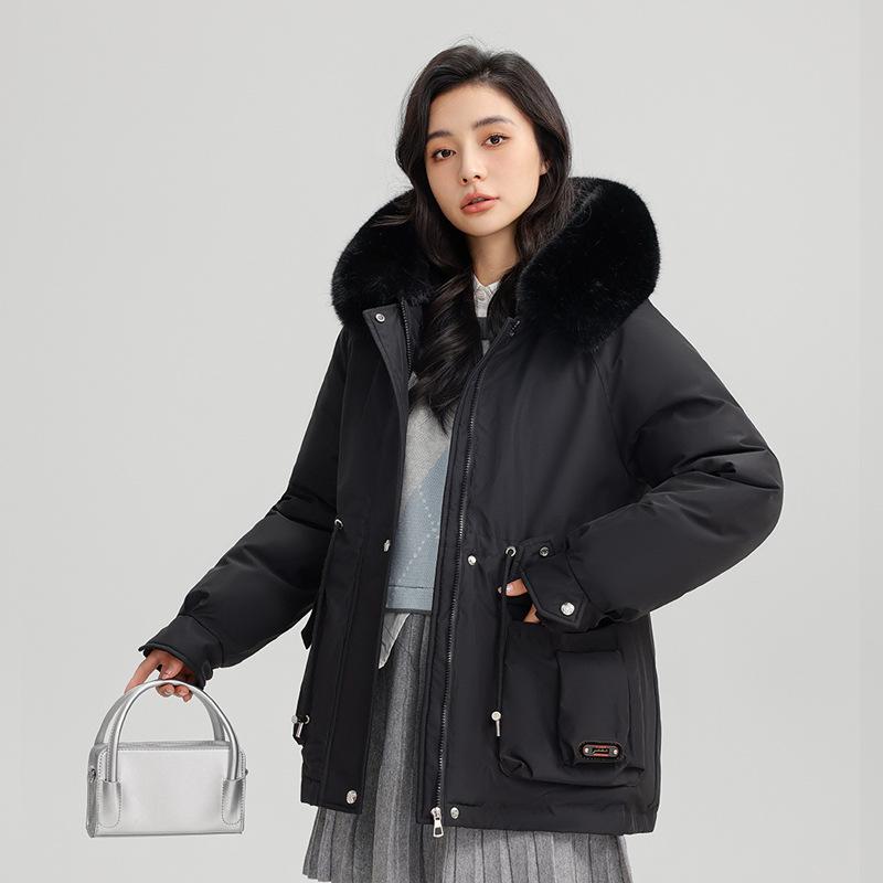 Autumn and winter new fleece thickened pie overcoming jacket short fashion big fur collar warm women's down padded jacket