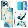 Blue Flower Luxury Painted Leather Case Wallet Book Style Cover for ZTE Blade A52,A53,A73,V50 Vita,V40S,V60,A35,A55,A75...