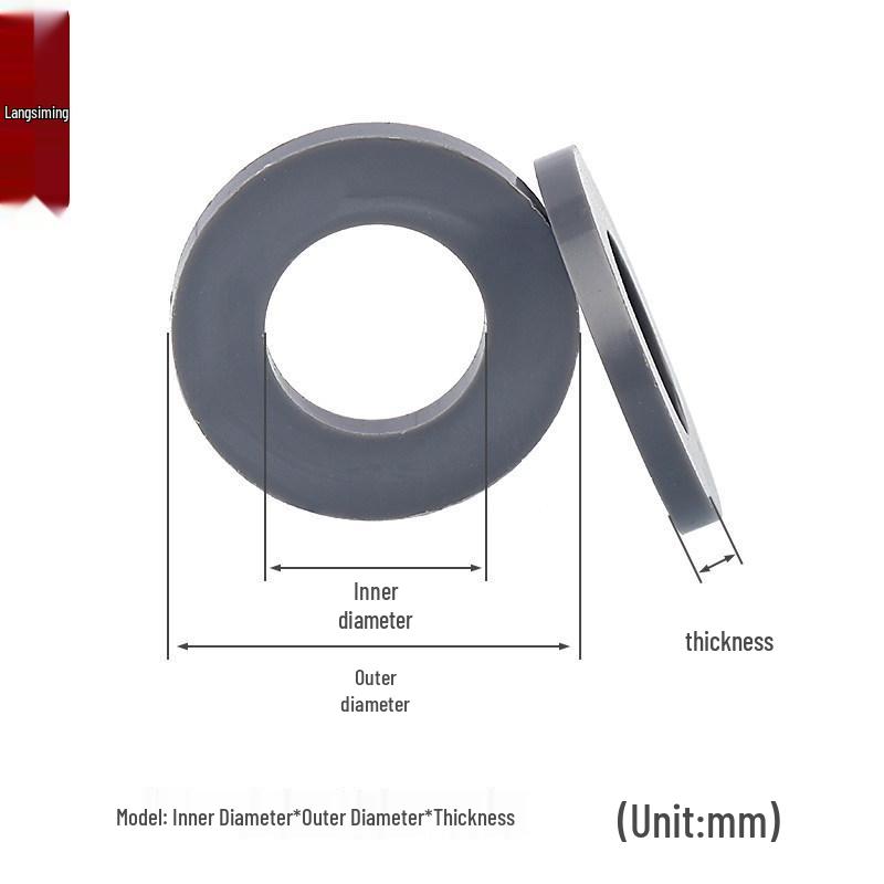 Gray PVC Flat Washer - Corrosion Resistant Plastic Gasket (M3 to M18)