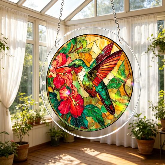 Window Hanging Ornament Suncatcher Puzzle Stained Glass Effect Decorative Light Shadow Art Piece for Balcony Window Decor Gift